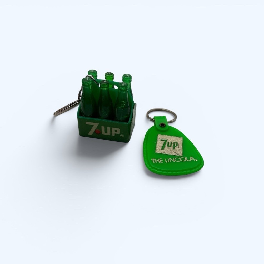 Vintage 7up Keychain Lot 2 Green 1980s